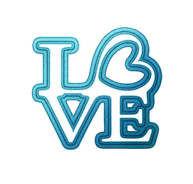 Blue Love Text Design on a Transparent Background for Creative Projects and Decorations