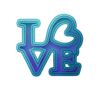 Colorful Love Design With Hearts and Letters on a Transparent Background for Decorations