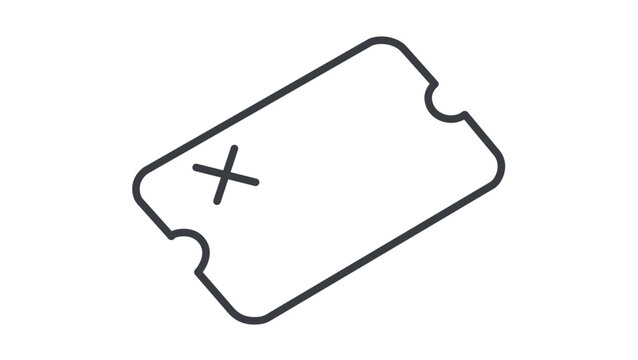 Clean flat vector line icon depicting a game ticket stub for a match, suitable for tournament schedules, entry passes, or event apps.