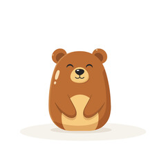 Adorable brown bear cub character with a friendly smile isolated on white background, for childrens book, or nursery decor © BlackVault Designs