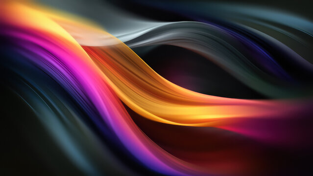 Colorful Waves Flow Across a Dark Background Creating Smooth Patterns of Light
