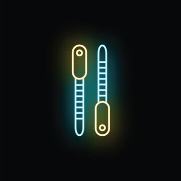 Nail files glowing with neon light, representing manicure and beauty care tools