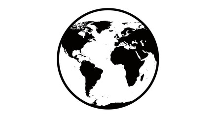 Fototapeta premium Graphic globe icon representing global map and world continents.