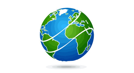 Fototapeta premium Global Earth Globe Icon Showing World Map and Blue and Green Oceans.