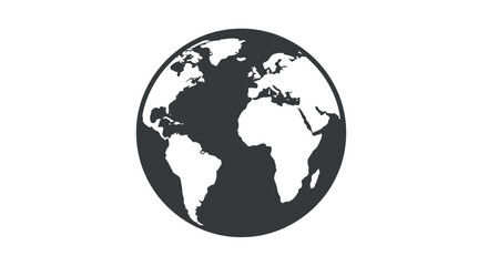 Fototapeta premium Minimalistic black and white globe icon representing the world and global connectivity.
