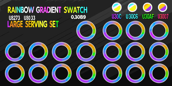 Rainbow gradient swatches arranged in a grid pattern