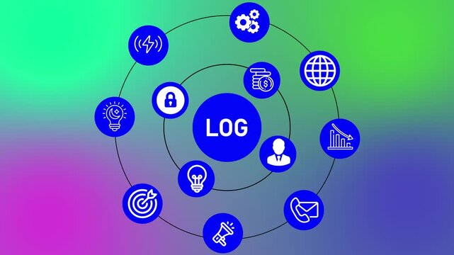 Business Secure Blue Log Button Click Animation with Computer Mouse on Gradient Background, Cyber Security Protection and Digital Safety Concept