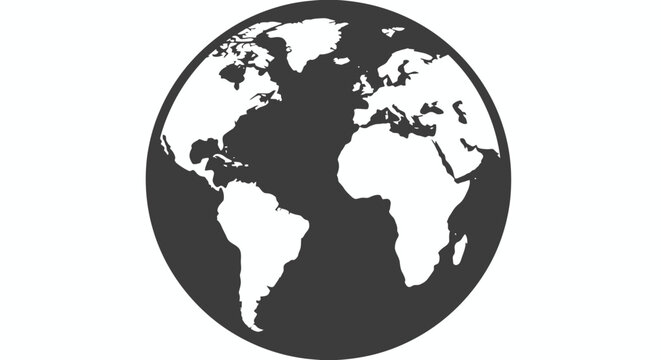 Stylized black and white globe icon representing a world map graphic resource.