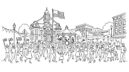 Obraz premium Community Celebration: Patriotic Day Parade and Festival in Town Square