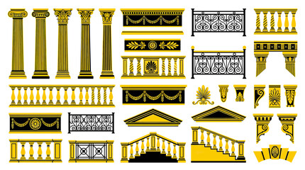 Classical Architectural Elements: Columns, Balustrades, Pediments, and Ornaments © titik