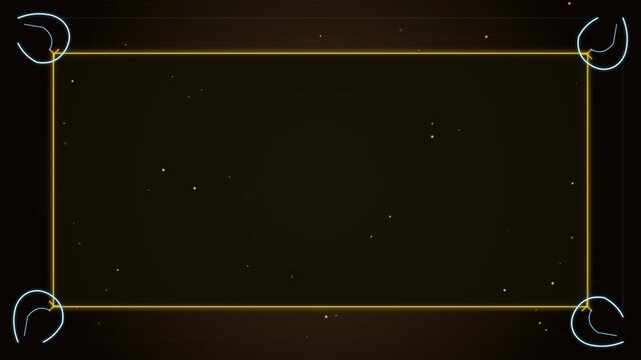 Glowing Neon Rectangle Frame with Animated Corners on Dark Background