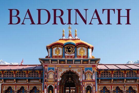 Badrinath Temple Colorful Himalayan Travel Poster