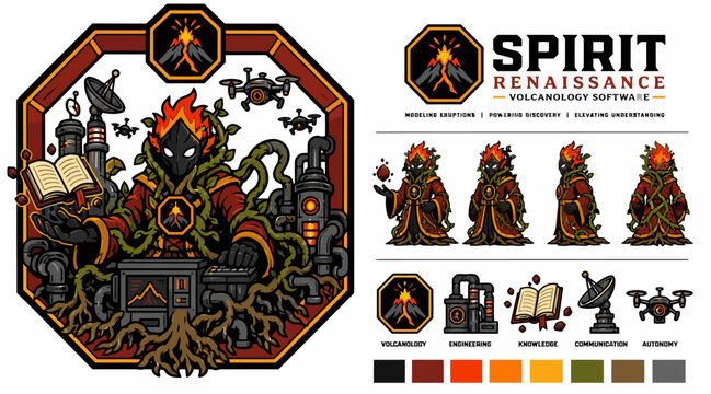 Renaissance themed pixel art illustration with mystical symbols.