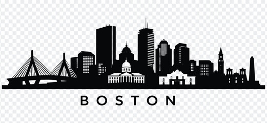Boston massachusetts city skyline silhouette vector illustration © MDShakiburRahman