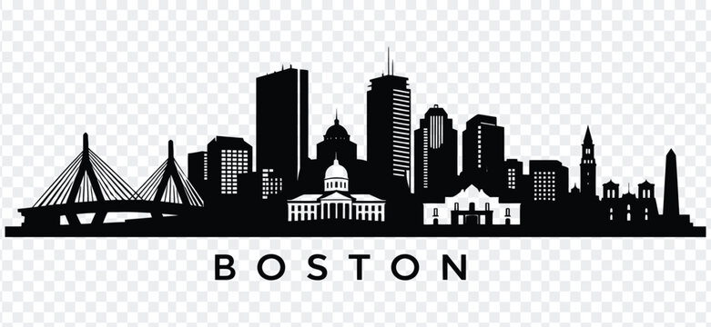 Boston massachusetts city skyline silhouette vector illustration