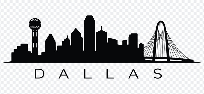 Dallas texas skyline silhouette with text