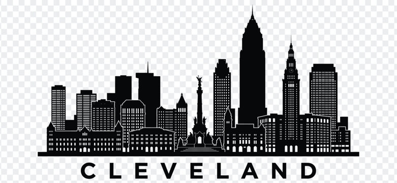 Cleveland ohio city skyline black silhouette vector illustration
