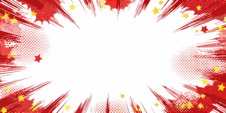 Comic explosion background with red and yellow starbursts dynamic vector illustration