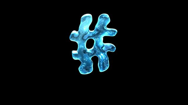 Liquid Water Bubble Hash Symbol Loop on Alpha Background