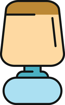 Illuminating modern table lamp providing light in a flat cartoon style