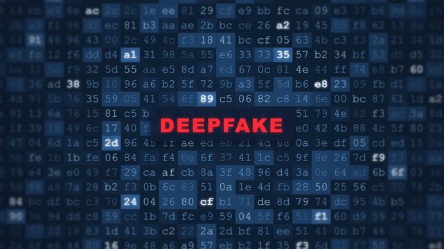 Digital Deepfake Warning Concept With Hexadecimal Code Background.