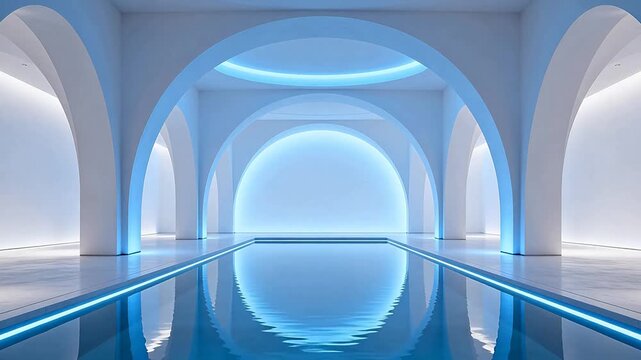 Modern indoor pool with arched design