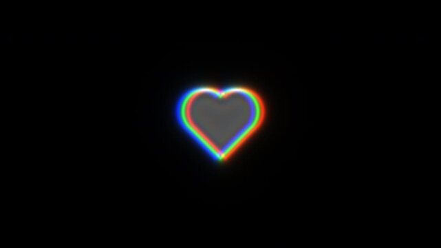 Bright heart shape with colorful glow on black background