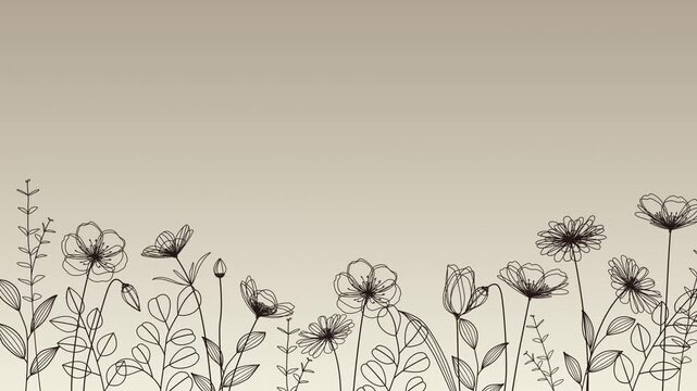 ワイヤーアートのような花のイラストがゆらゆら揺れる背景動画