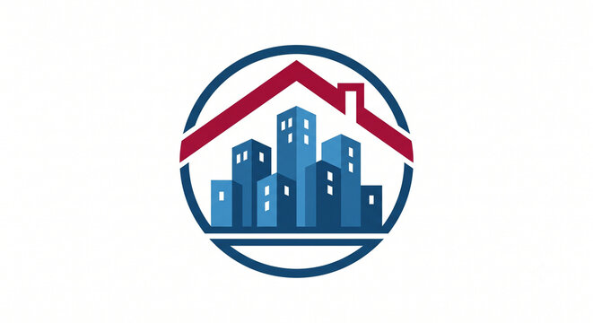 Modern Real Estate House Icon Vector Illustration with Residential Building Roof Property Symbol for Business Branding Construction Architecture Housing and Real Estate Market Design