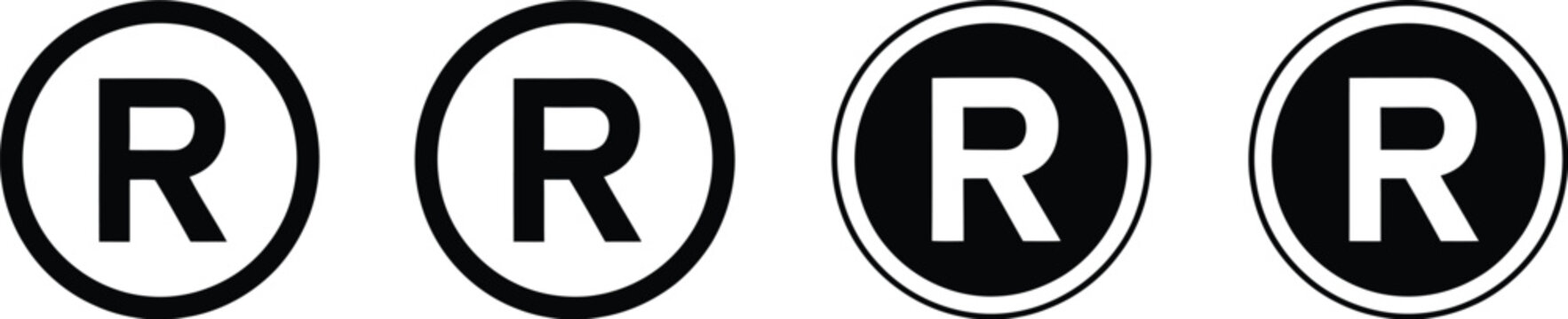 Registered trademark symbol icon set vector illustration isolated legal branding protection mark sign design elements