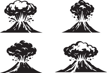 Volcano Eruption Lava Cloud Design silhouette vector © Abdul
