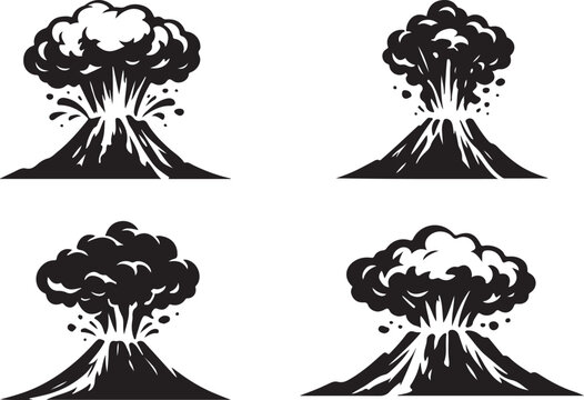 Volcano Eruption Lava Cloud Design silhouette vector