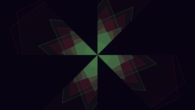 Abstract geometric star animation with shifting colorful patterns.