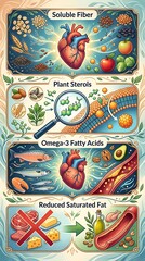 Fototapeta premium Infographic showing nutritional food sources for heart health