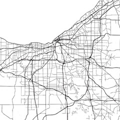 Obraz premium Cleveland Ohio city map vector illustration. Black and white street map of Cleveland OH USA