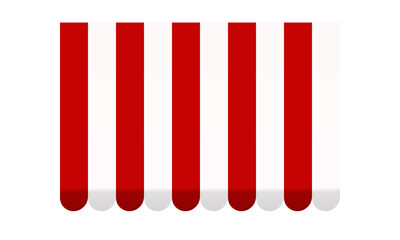 Fototapeta premium Red and White Striped Shop Awning Vector Isolated on Transparent Background | Store Canopy Market Tent Illustration