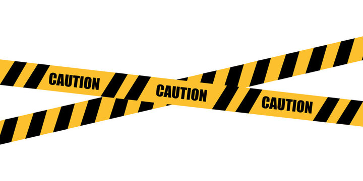 Yellow Black Caution Tape Vector | Warning Hazard Stripe Border, Danger Ribbon, Police Safety Tape Seamless Isolated on Transparent Background