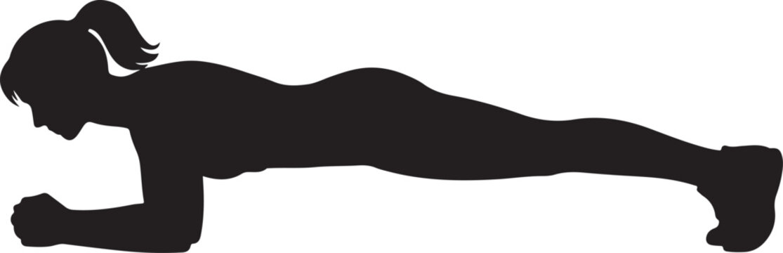 Woman doing a Forearm Plank exercise for core strength and stability. A foundational fitness and yoga pose