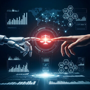 Future of Law AI and Human Touch on Digital Scales of Justice