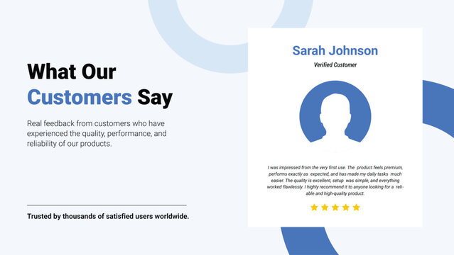 Modern Testimonial Presentation Slide Vector Template for Business Corporate & Portfolio
