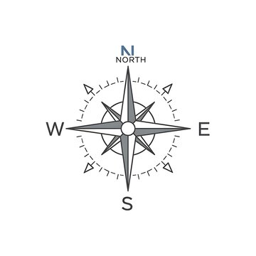 Compass rose with north east south west directions.