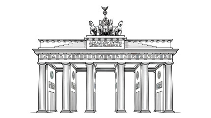 Brandenburg Gate Sketch - Iconic Berlin Landmark, Neo-Classical Architecture © Wejang