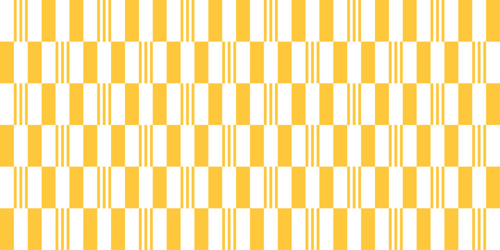 Yellow seamless pattern of vertical straight stripes. Abstract modern geometric background. Trendy summer Italian repeat checkerboard print for textile and fabric. Vector illustration