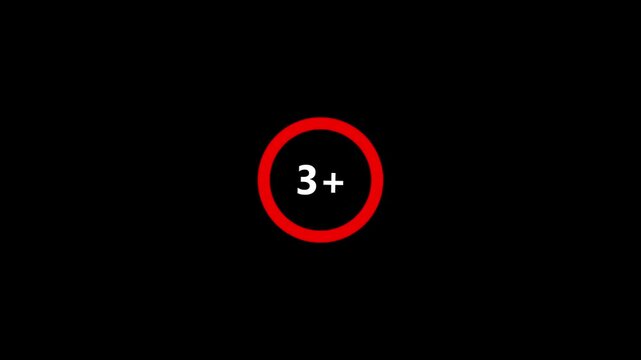 3 plus age limit advisory sign animation ideal for censored video content 3 plus icon sign animation. Under 3 sign warning symbol.