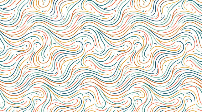 Abstract colorful swirling waves seamless pattern