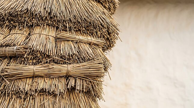 Bundled straw used for traditional thatched roofing material