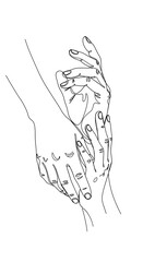 Fototapeta premium Minimal Line Art Hands Touching in Simple White Background