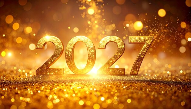 Happy New Year 2027 Greeting Card, Banner, Background
