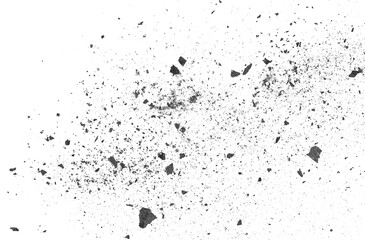 Obraz premium Black charcoal dust with ash and soot, flying, gunpowder scattered, isolated on white background and texture, clipping path, design element