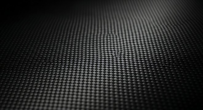 Dark Woven Carbon Fiber Texture Lit by Soft Gradient in Abstract Close Up
